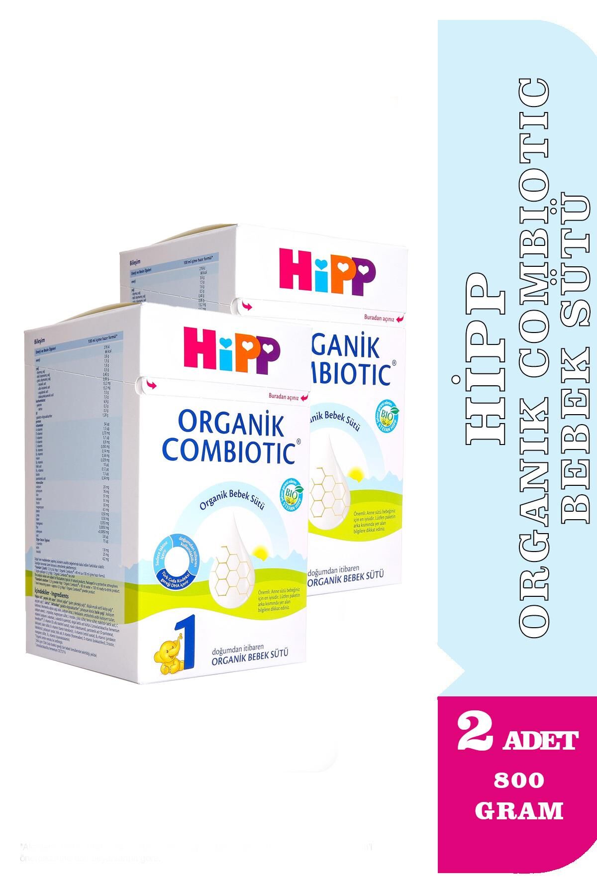 Hipp 1 Organik Combiotic Bebek Sütü 800 gr 2 Adet