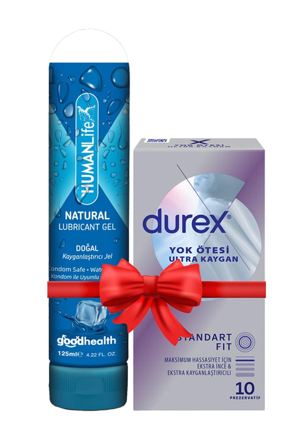 Durex Yok Ötesi Ultra Kaygan Prezervatif 10'lu + Humanlife Doğal Kayganlaştırıcı Jel Lubricant 125 ml