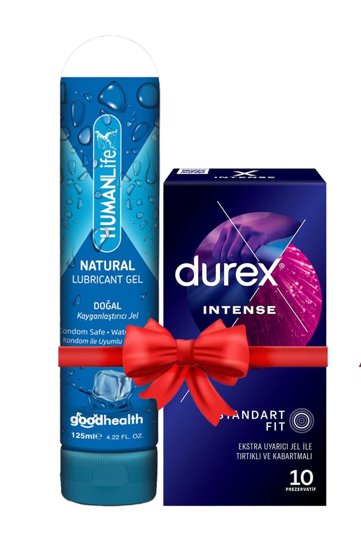 Durex Intense Prezervatif 10'lu + Humanlife Doğal Kayganlaştırıcı Jel Lubricant 125 ml