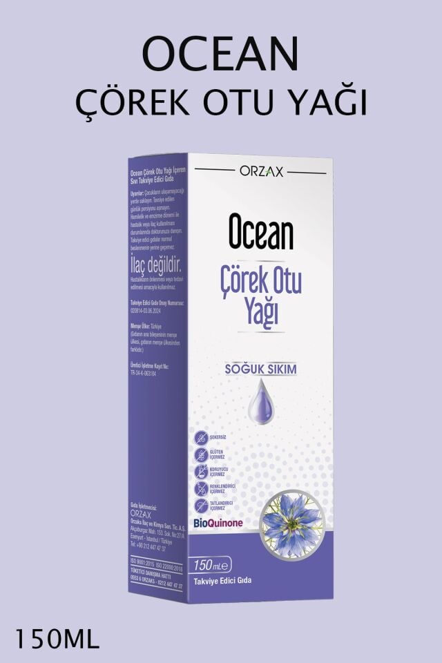 Ocean Çörek Otu Yağı Soğuk Sıkım 150 ml