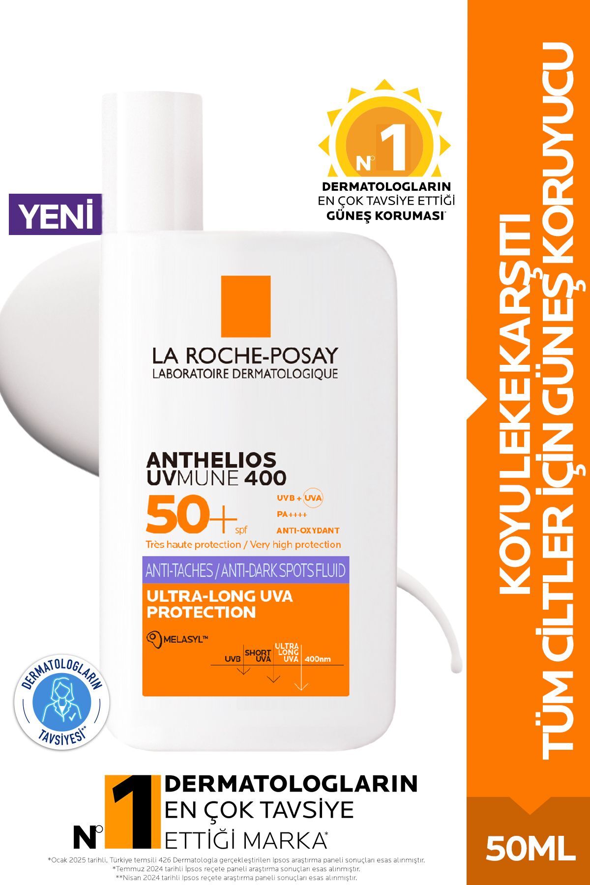 La Roche Posay Anthelios Uvmune 400 Anti-Dark Spots Fluid Spf50+ Melasyl İçeren Güneş Kremi 50 ml